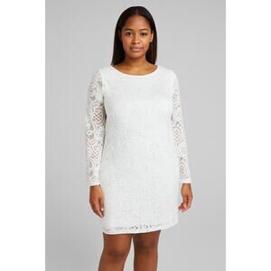 Signature by Robbie Bee Lace 3/4 Bell-Sleeve Sheath Dress -Ivory - Size Petite M